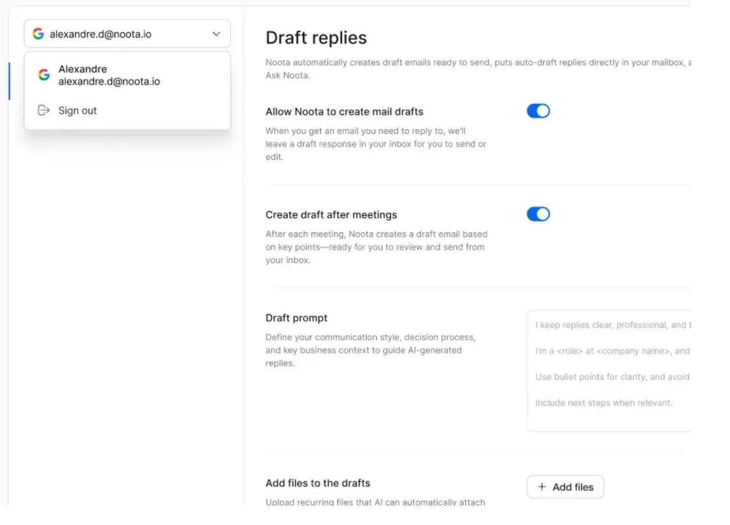 Connect your Outlook account to Noota's AI
